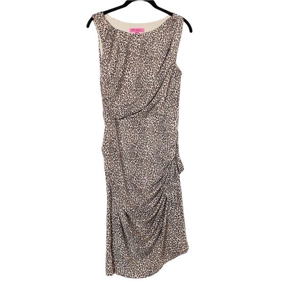 Betsey Johnson Dresses & Skirts - Betsey Johnson Ruched Side Sleeveless Leopard Print Dress Size 10